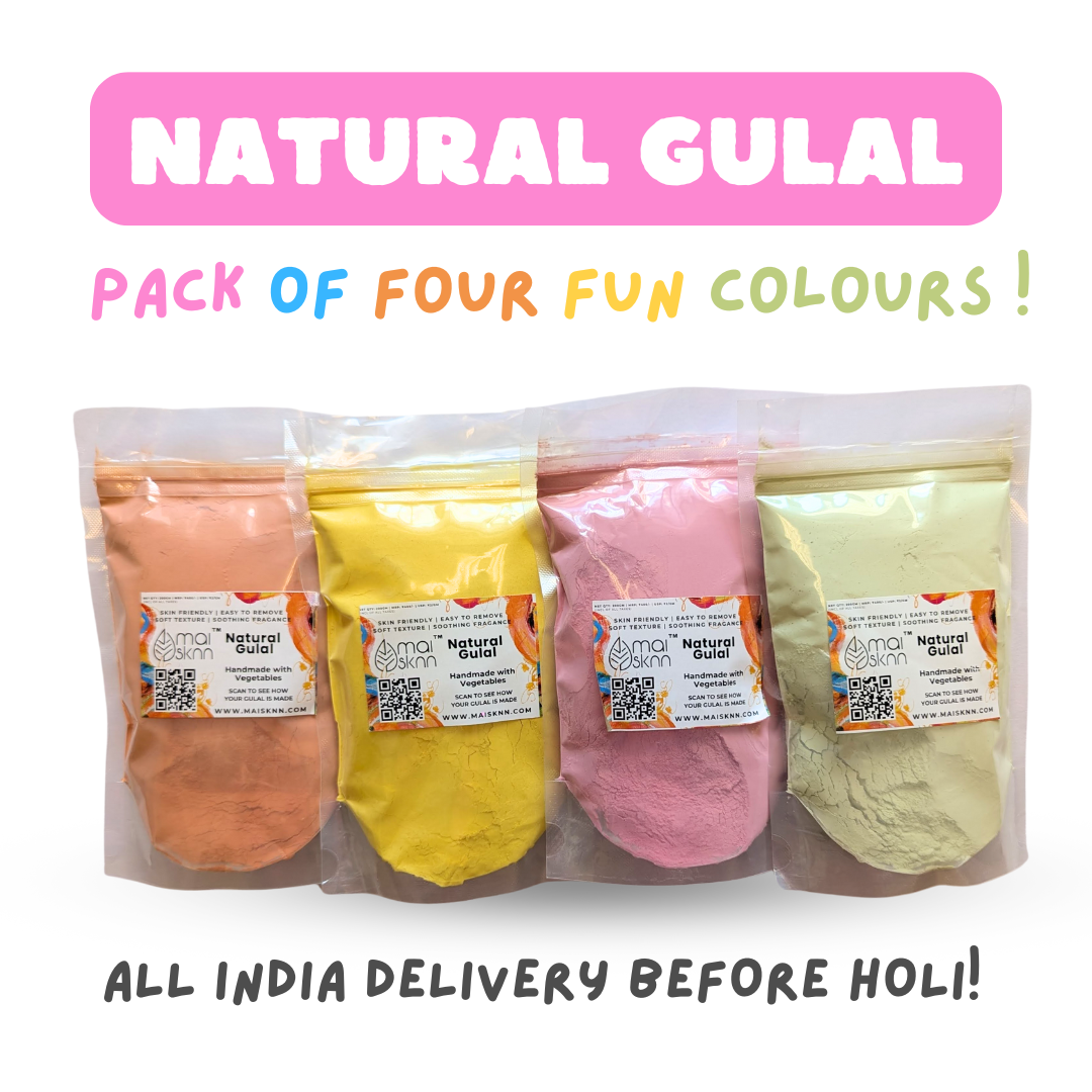 Holi Colours - Natural Gulal | Pack of 4 Colours x 200gm each